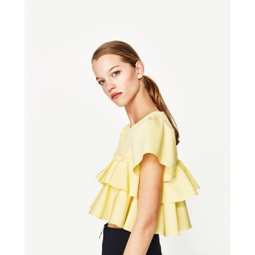 Zara Yellow Ruffle Crop Top